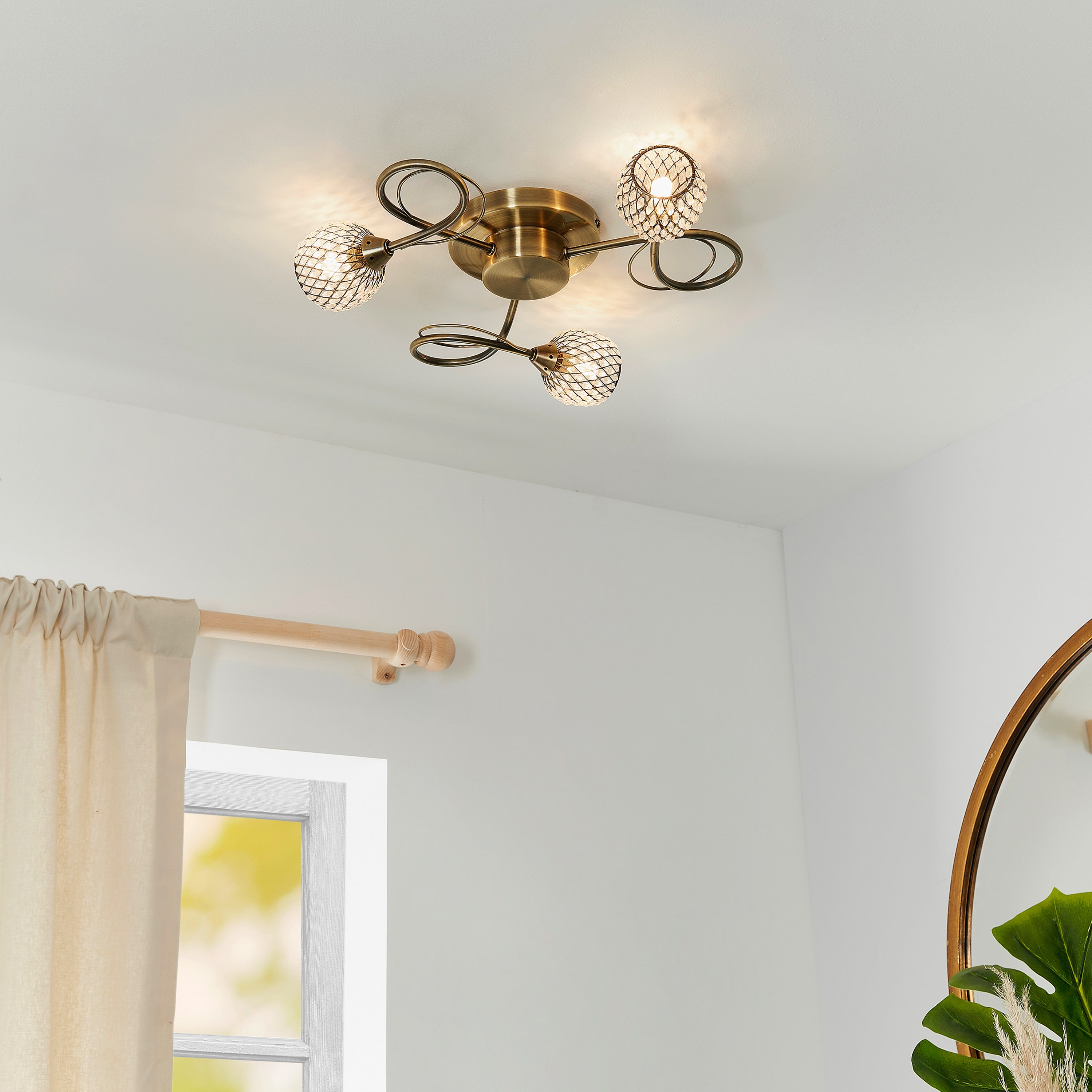 Arden Antique Brass LED Ceiling Light | 3 Lights